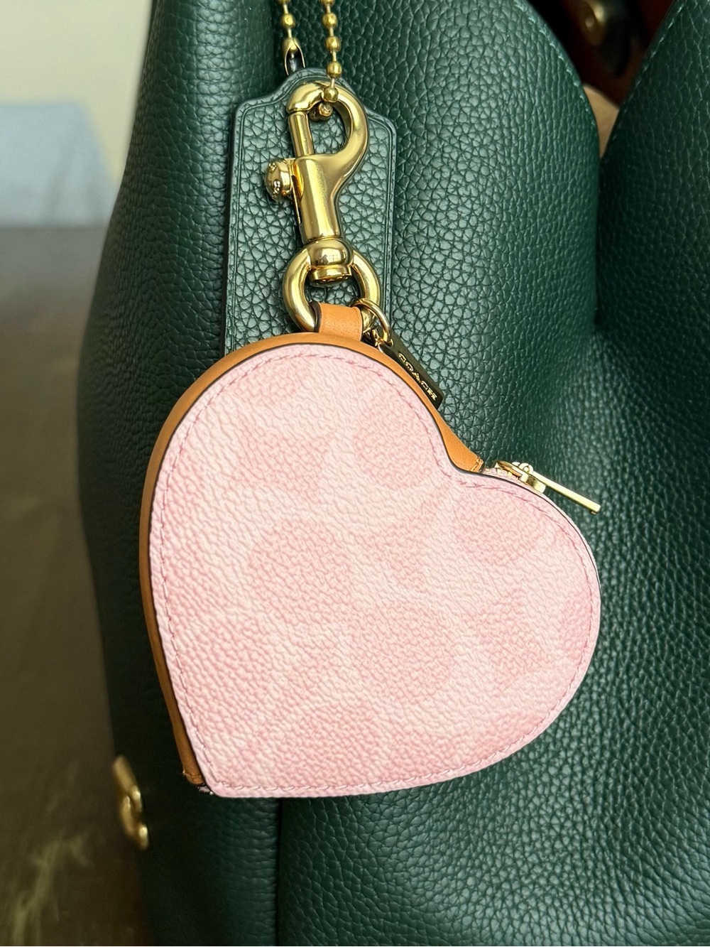 Coach Heart Bag Charm in Signature Powder Pink